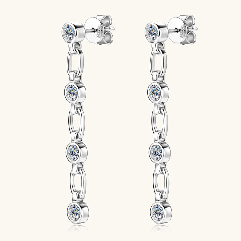Pascale Bezel Link Drop Earrings in sterling silver, view 2