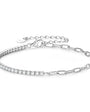 Lucille half tennis half paperclip moissanite bracelet in sterling silver