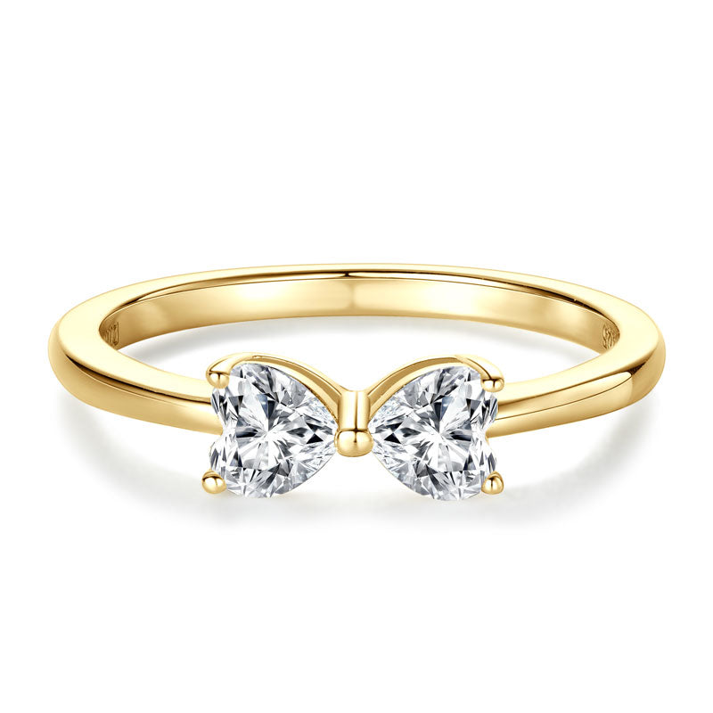 Adele Heart Bow Ring in gold plated view 8