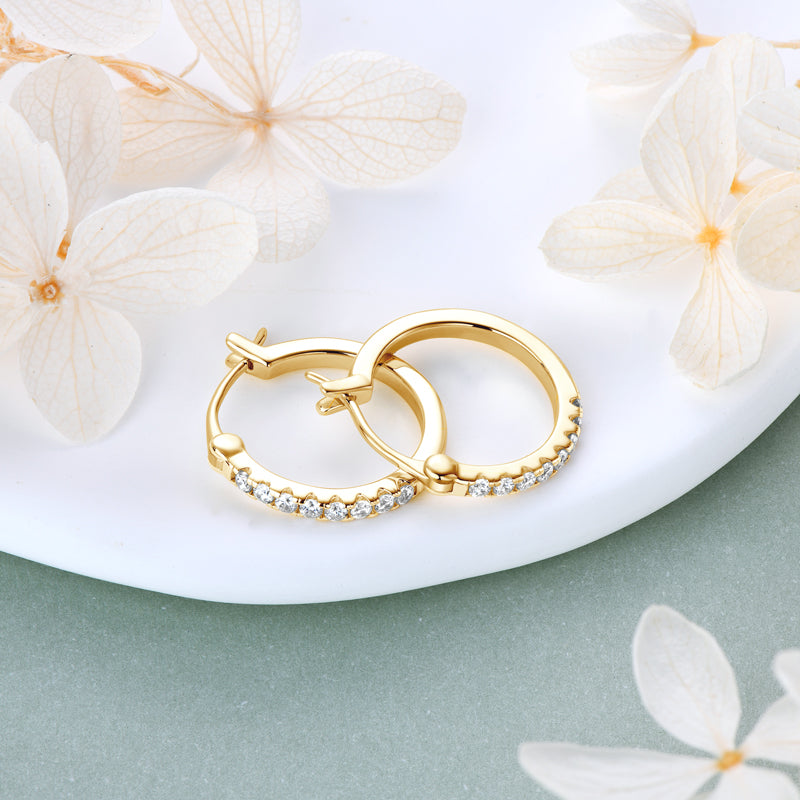 Daphne Pave Hoops in gold plate, view 5