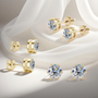 3 Variants of classic Stud in ear prism and Pearl Moissanite in gold plate