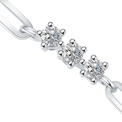 Alicia Tri Stone Paperclip Bracelet