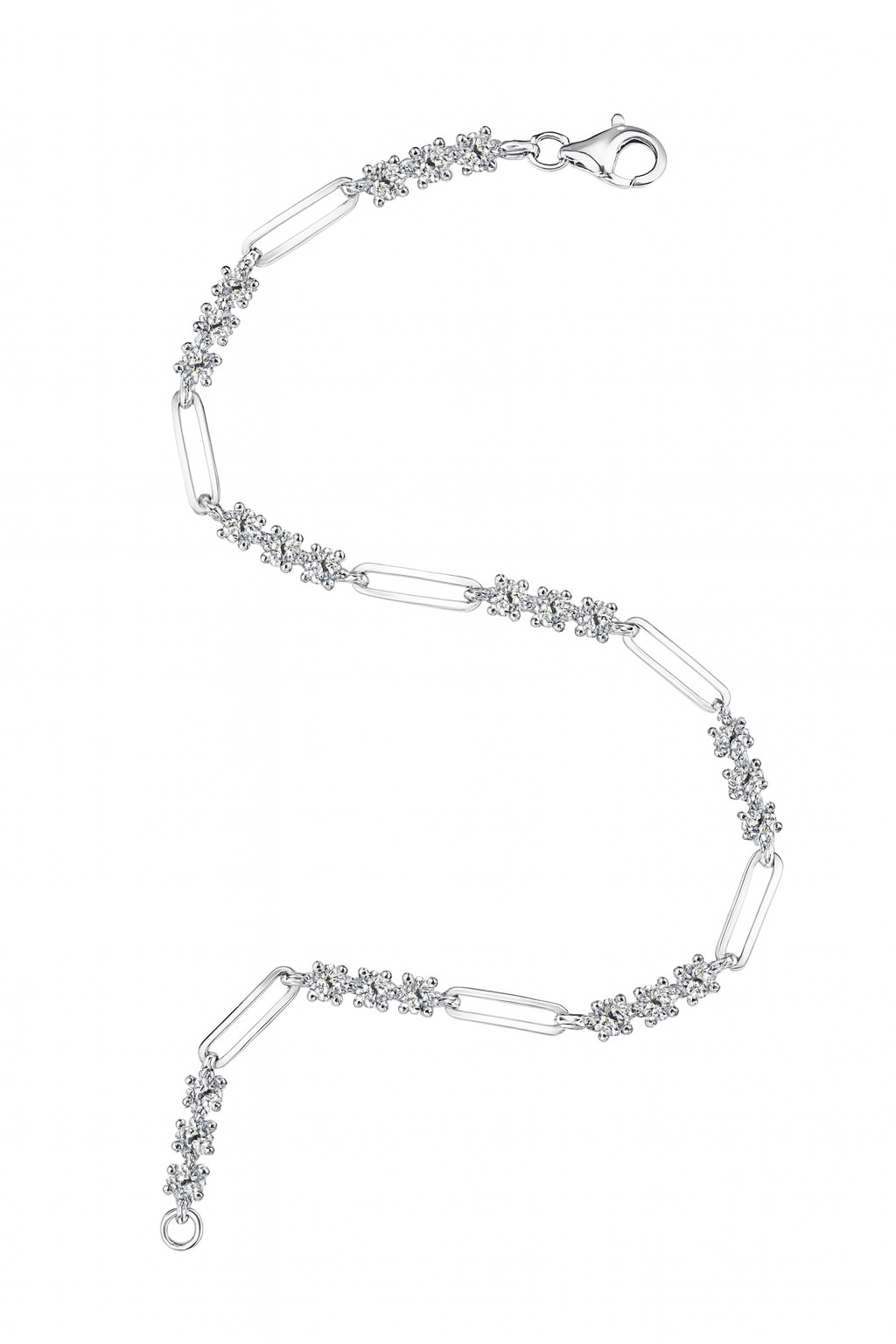 Alicia Tri Stone Paperclip Bracelet