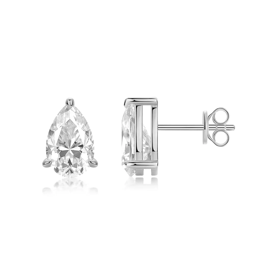 Anais Pear Studs, pear moissanite stud earrings by Prism & Pearl, view 1