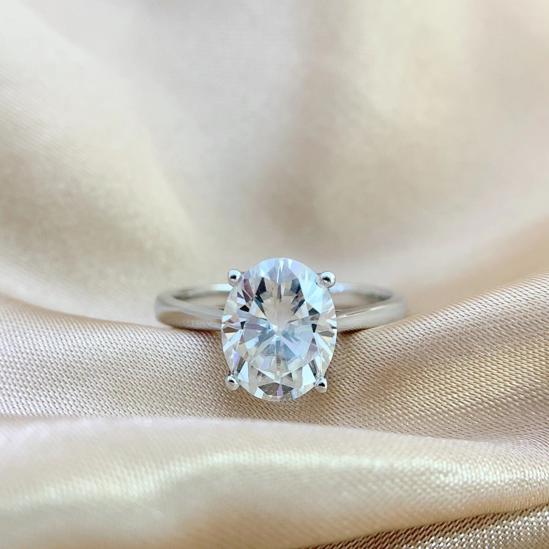 Anya Oval Solitaire Ring, oval moissanite solitaire ring by Prism & Pearl, view 1