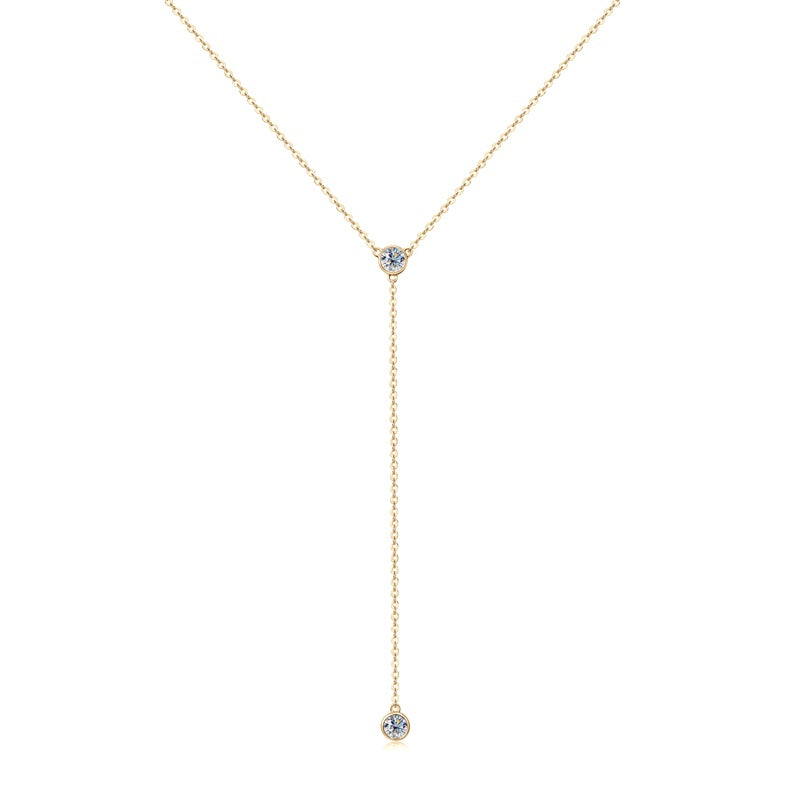 Arabella Two Stone Y Necklace in yellow gold over sterling silver by Prism & Pearl, view 1