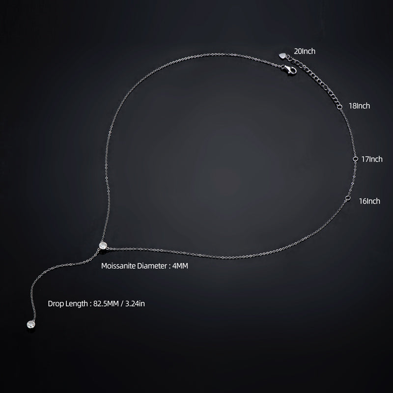 Arabella Moisaanite Y shaped 2 stone necklace Prism and Pearl