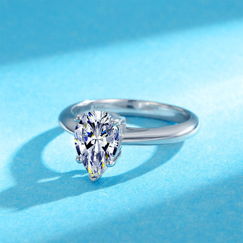 Aveline Pear Solitaire Ring, pear moissanite solitaire ring by Prism & Pearl, view 2