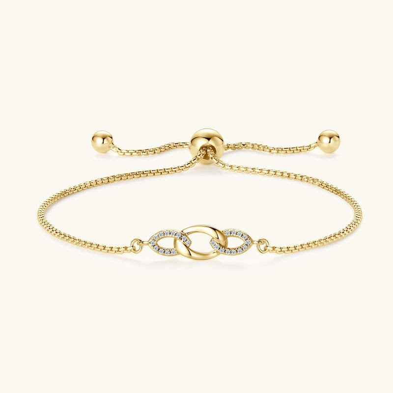 Beatrice Linked Circles Bracelet in yellow gold over sterling silver by Prism & Pearl, view 1