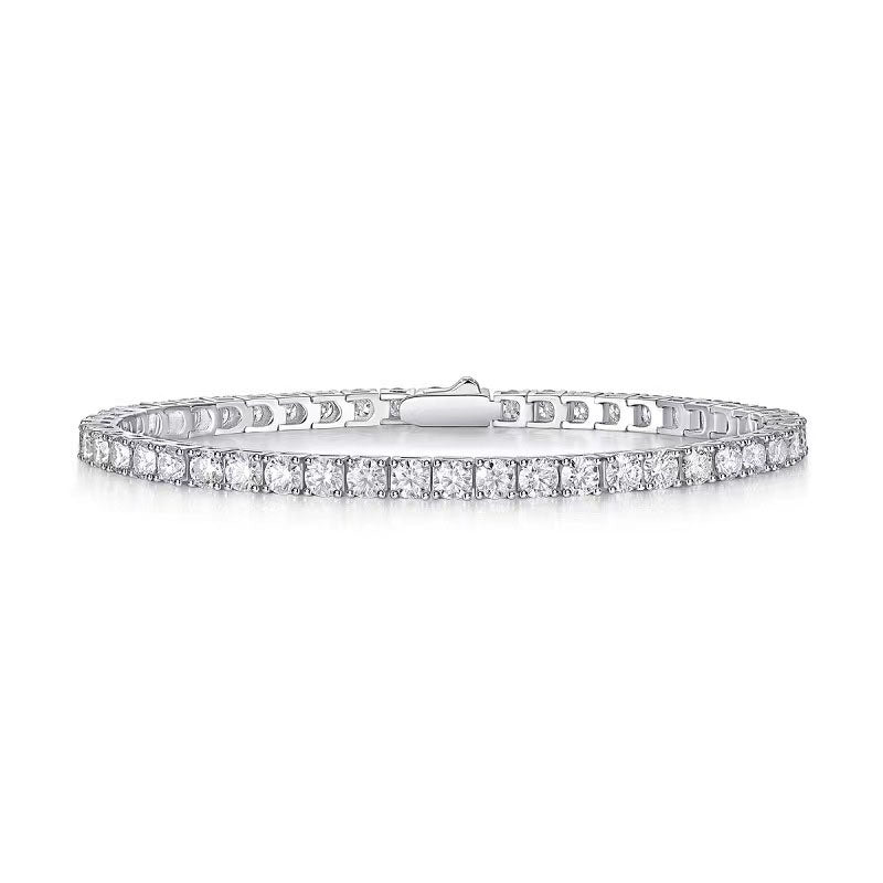 Diamond tennis bracelet on a white background prism and pearl