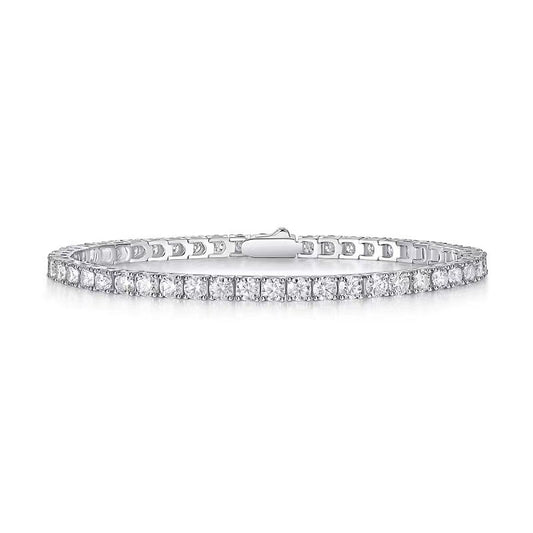 Diamond tennis bracelet on a white background prism and pearl