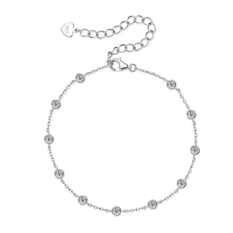 Celeste Bezel Dots Bracelet, bezel set moissanite bracelet by Prism & Pearl