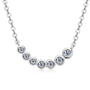 Briélle Bezel Station Bar Necklace 6 stone bezel Moissanite Prism and Pearl platinum sterling silver