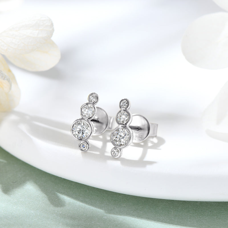 Charlotte Cascade Studs, cascading moissanite stud earrings by Prism & Pearl, view 1