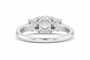Three stone Trilogy ring in platinum viewed from the side