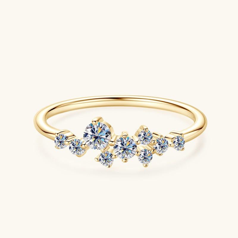 Clemence Cluster Ring in yellow gold over sterling silver by Prism & Pearl, view 1