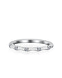 Silver ring bamboo shaped with small moissanites on a white background