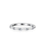 Silver ring bamboo shaped with small moissanites on a white background