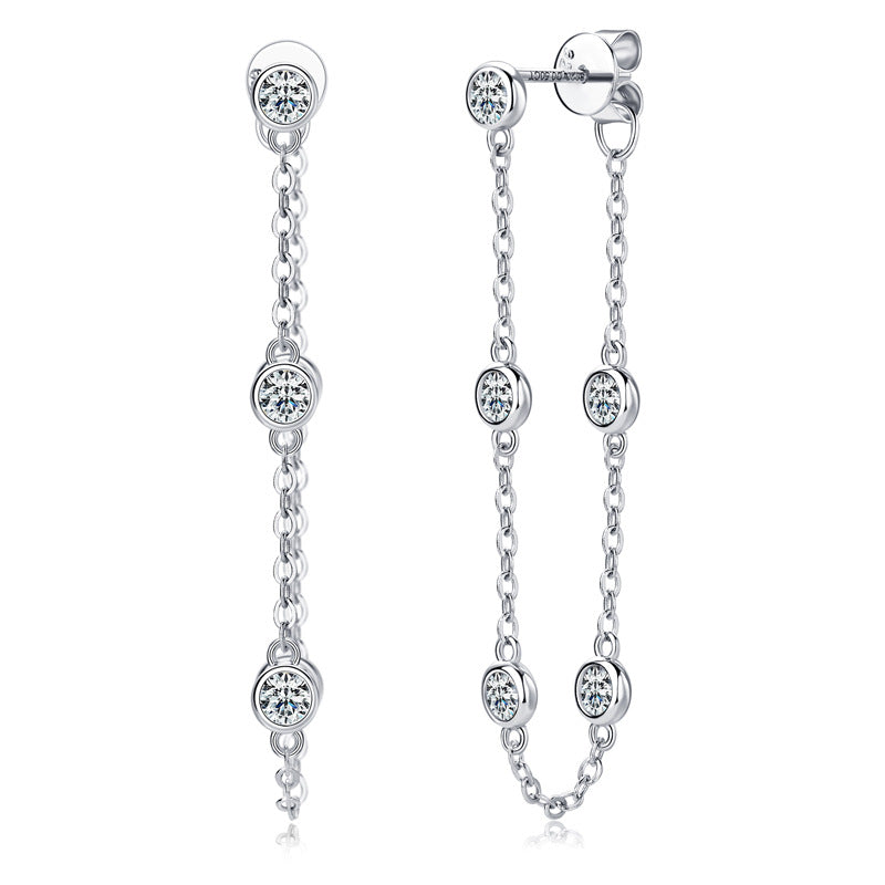 Prism & Pearl Élodie bezel‑drop moissanite earrings in sterling silver