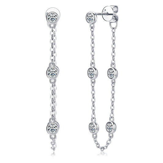 Prism & Pearl Élodie bezel‑drop moissanite earrings in sterling silver