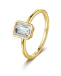 Hannah Emerald Cut Bezel Solitaire Side View on White background