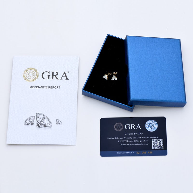 Hayley Trinity Cluster Studs in yellow gold over sterling silver by Prism & Pearl, view 2