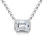 Emerald cut moissanite in a sleek bezel pendant