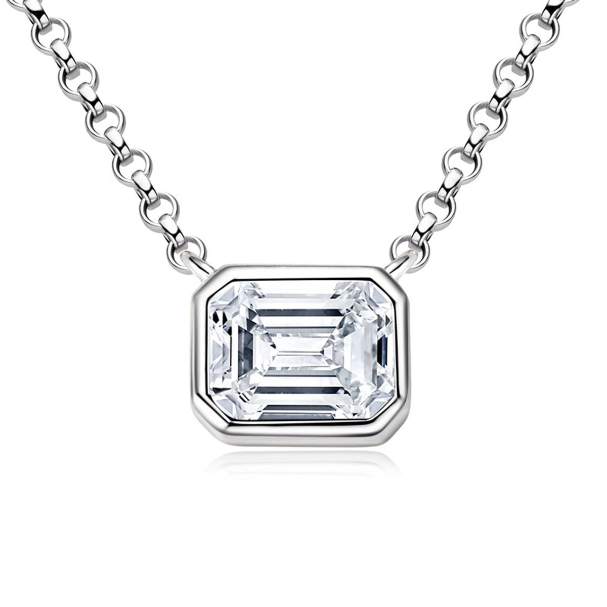 Emerald Bezel Set by Prism & Pearl, platinum view 1