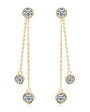 Jade Three Stone Drop Earrings in yellow gold over sterling silver by Prism & Pearl, view 1