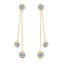 Jade Three Stone Drop Earrings in yellow gold over sterling silver by Prism & Pearl, view 1