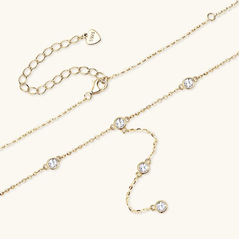 Lumiere Bezel Y Necklace in yellow gold over sterling silver by Prism & Pearl, view 1