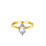 Marquise Moissanite solitaire facing forward on white background