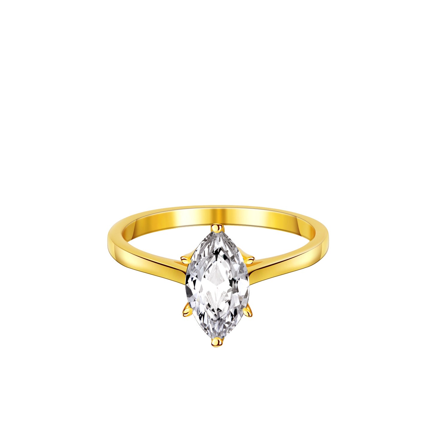 Marquise Moissanite solitaire facing forward on white background