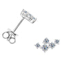 Silver earrings with moissanites on a white background