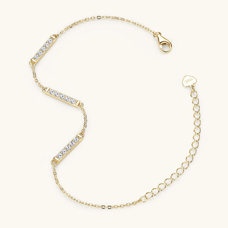 Mirabelle Three Bar Bracelet in yellow gold over sterling silver by Prism & Pearl, view 1