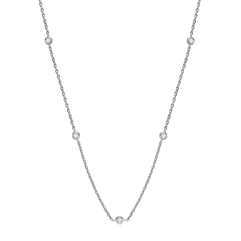Angelina 5 Stone Bezel Set Necklace