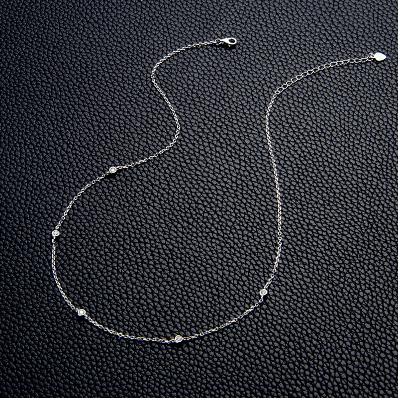 Angelina 5 Stone Bezel Set Necklace