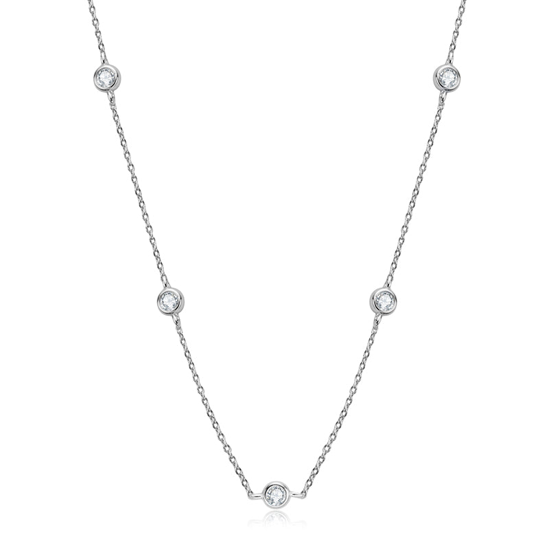 Angelina 5 Stone Bezel Set Necklace