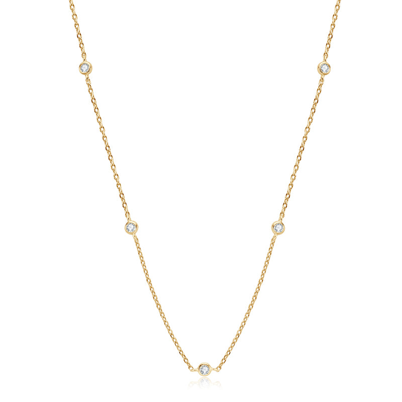 Angelina 5 Stone Bezel Set Necklace