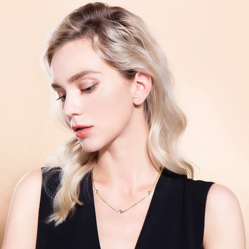 Angelina 5 Stone Bezel Set Necklace