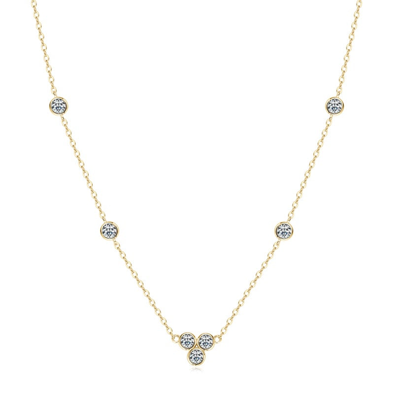 Penelope Five Stone Bezel Necklace in yellow gold over sterling silver by Prism & Pearl, view 1