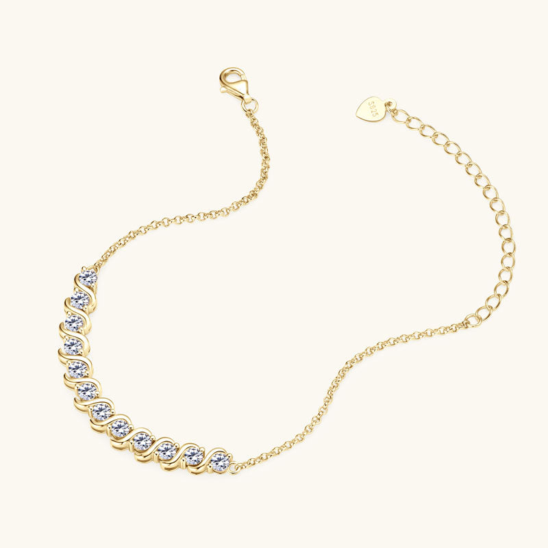 Prism & Pearl & Stone 3mm Adjustable Chain Bracelet dimension gold and silver gold laid out