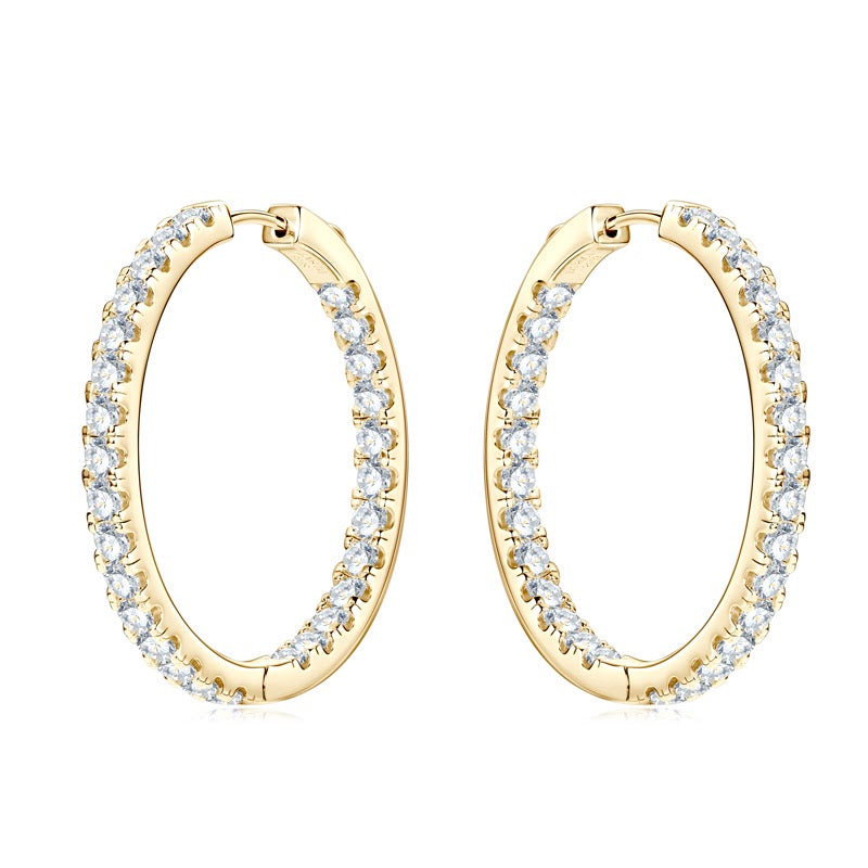 Rose Statement Hoops in yellow gold over sterling silver by Prism & Pearl, view 1