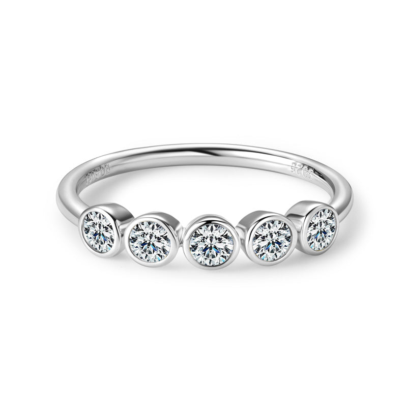 Five Stone Bezel Set by Prism & Pearl, platinum view 1