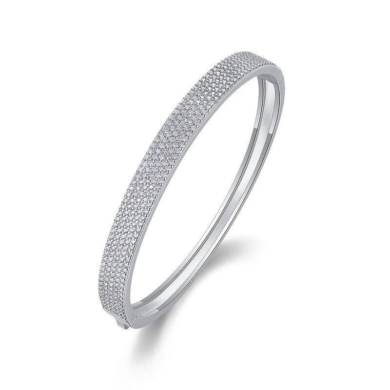 Isla Five Row Pave Bangle, five row pavé moissanite bangle by Prism & Pearl, view 1
