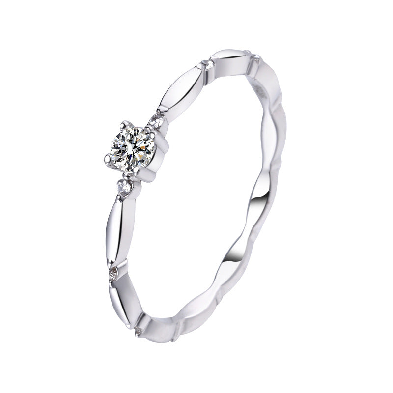 Veronique Solitaire Stacking Ring, moissanite solitaire stacking ring by Prism & Pearl, view 1