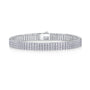 Silver bracelet with three rows of moissanite 300 stones clear stones on a white background