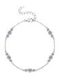 Silver bracelet with three trio clear moissanite gemstones on a white background