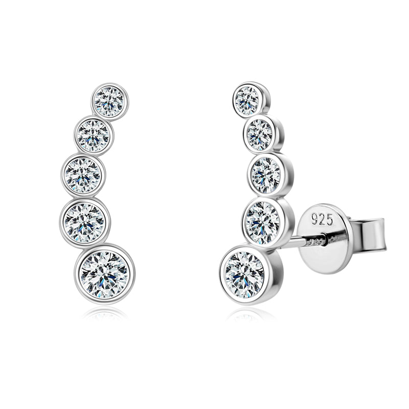 Zélie 5 Stone Bezel Set Moissanite Stud Earrings