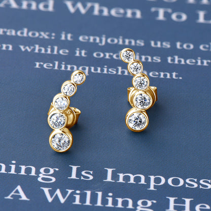 Zélie 5 Stone Bezel Set Moissanite Stud Earrings